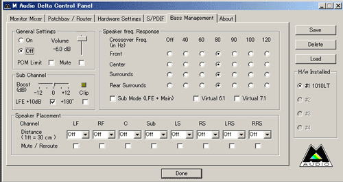 DELTA control panel bass management